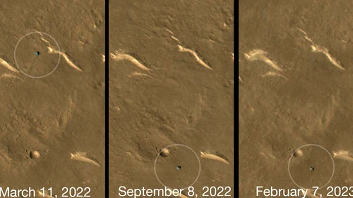 Изображение NASA показало, что китайский марсоход не двигался с сентября