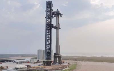 Starship на стартовой площадке в Южном Техасе