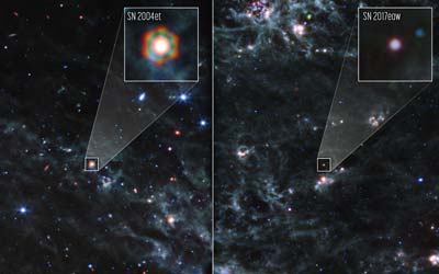 Вебб находит резервуары пыли в двух сверхновых