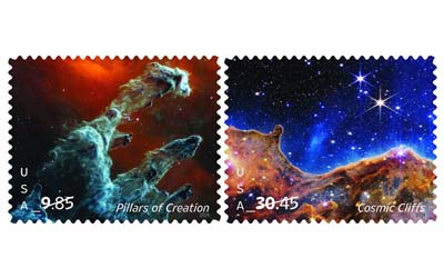 На новых марках почтовой службы США изображены знаковые изображения НАСА Уэбба