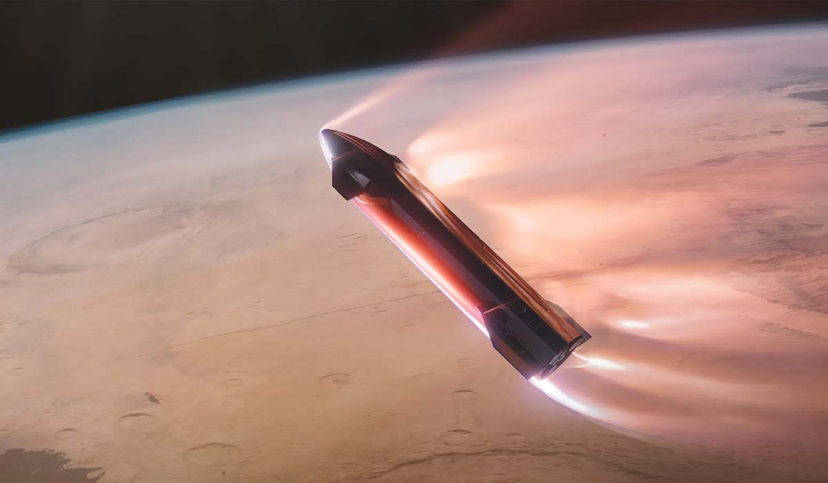 Starship entering Mars atmosphere