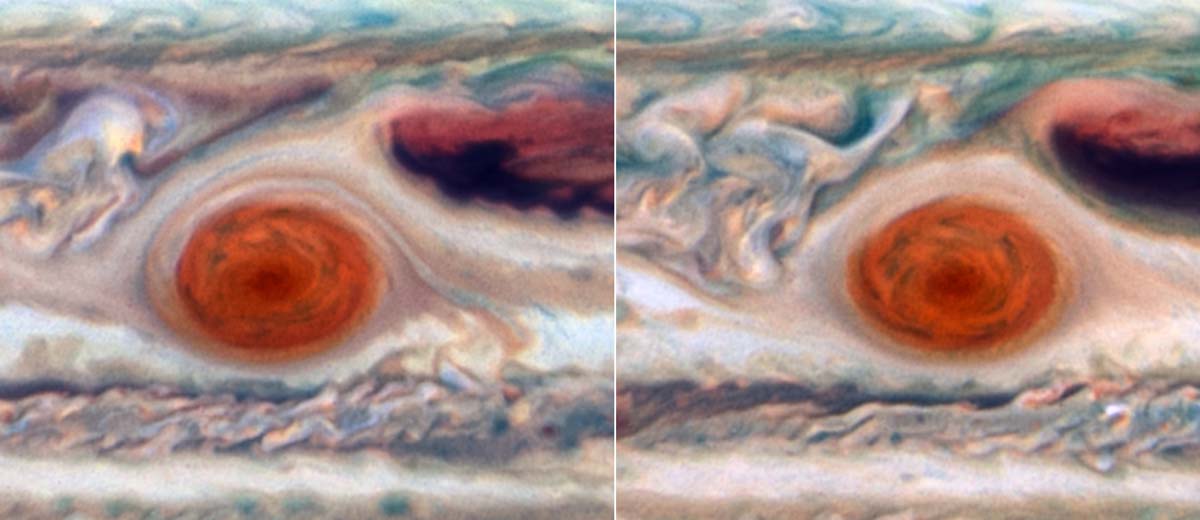 Большое красное пятно Юпитера покачивается