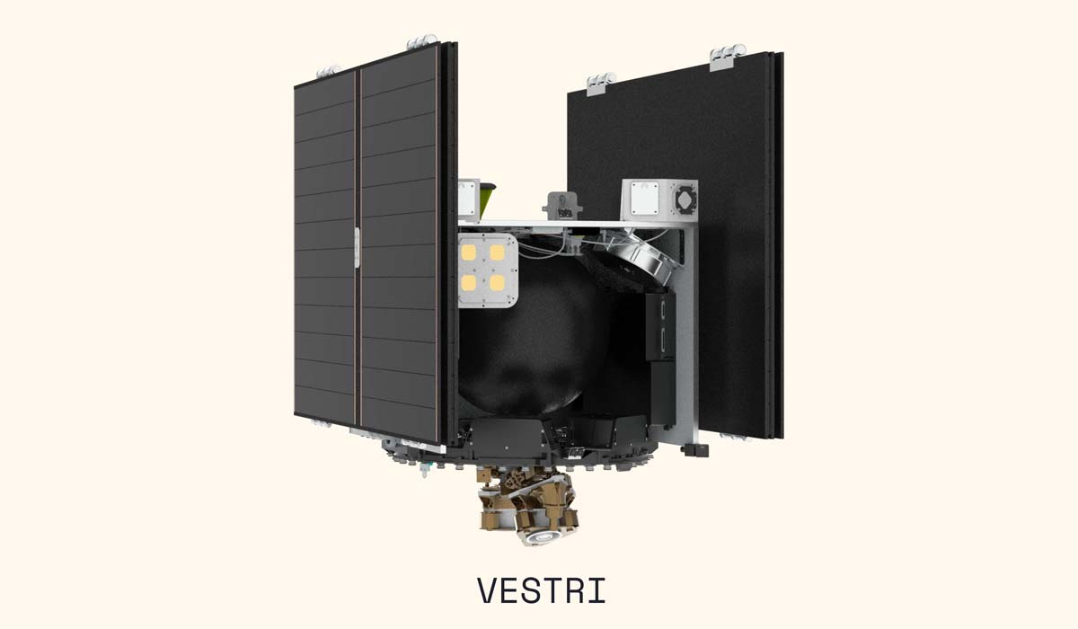 astroforge vestri spacecraft with solar panels
