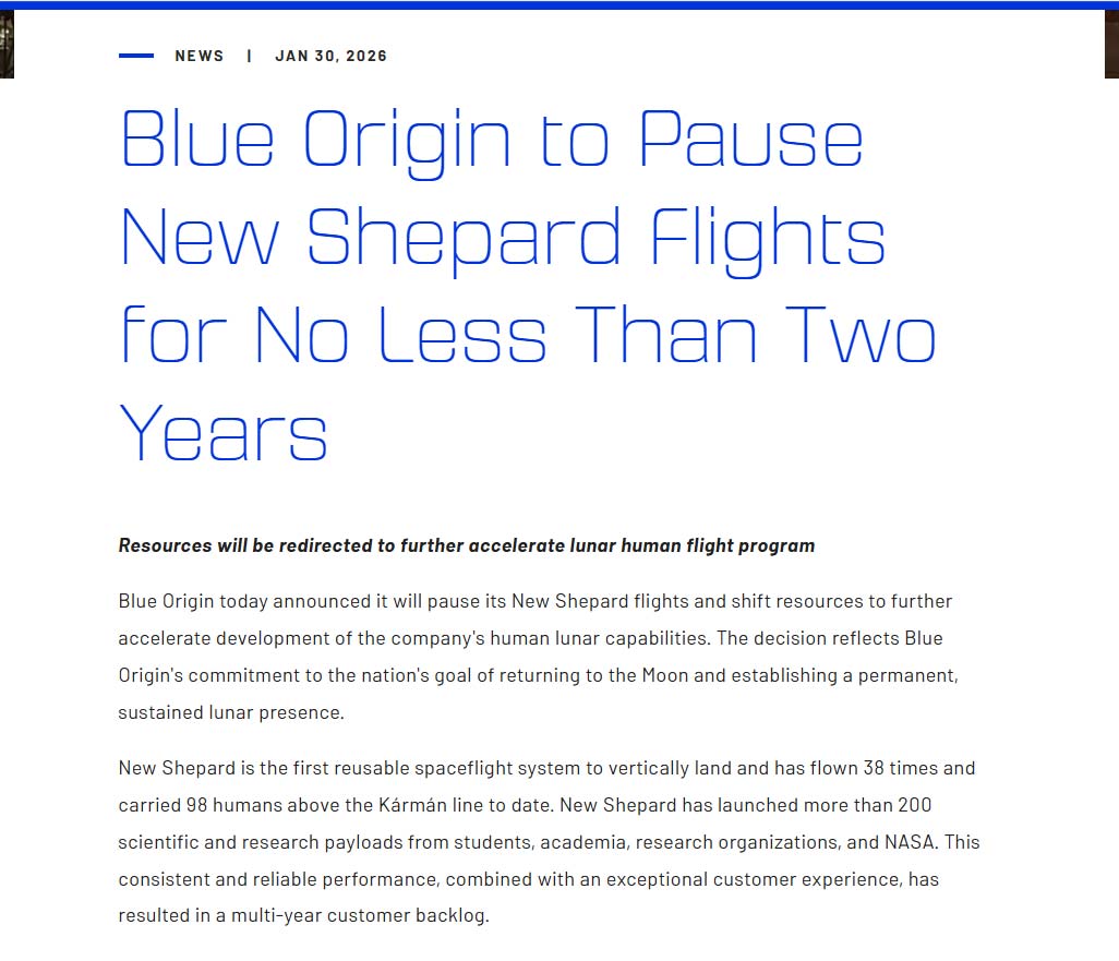 Blue Origin Pressrelease