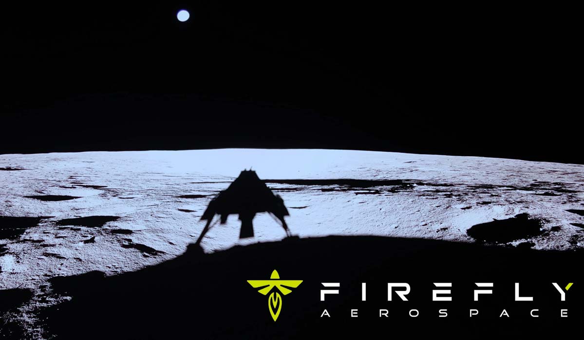 Тень на Луне посадочного модуля Blue Ghost компании Firefly Aerospace