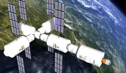 Художественное представление индийской космической станции Bharatiya Antariksha Station