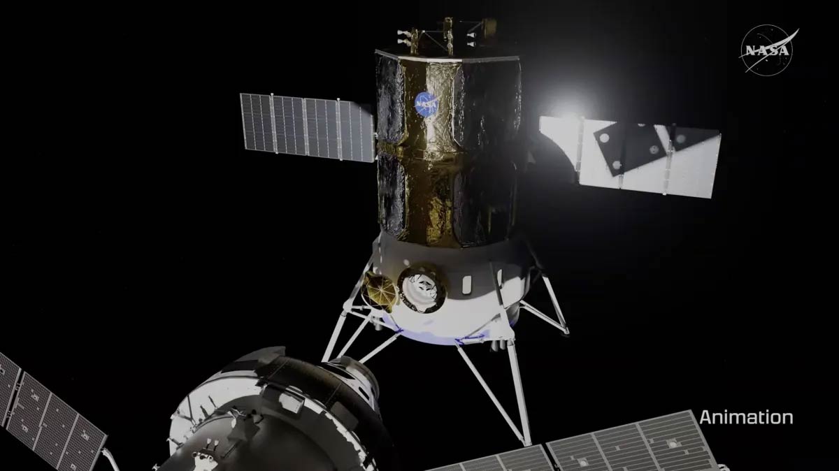 З'єднання корабля Orion і модуля Blue Origin Blue Moon Mk2 (художнє зображення)