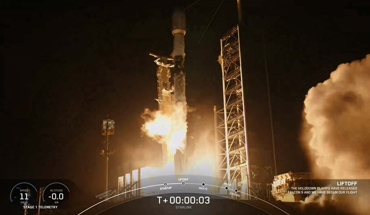 Запуск ракеты Falcon 9 Block 5 с группой спутников Starlink Group 10-9