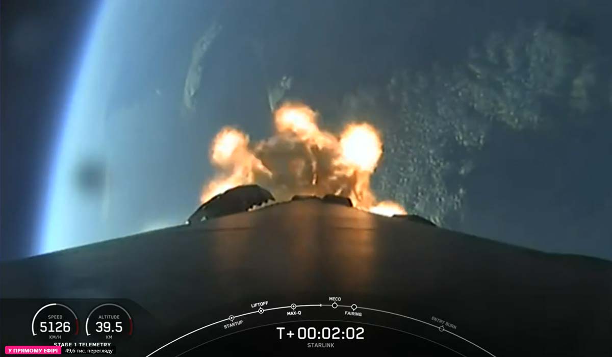 Запуск ракеты Falcon 9 Block 5 с группой спутников Starlink Group 9-6