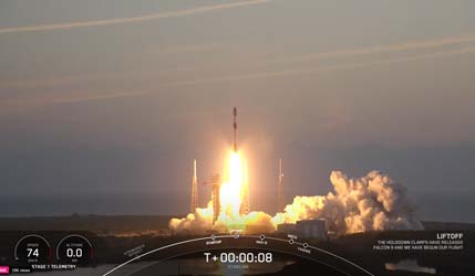 Запуск ракеты Falcon 9 Block 5 с группой спутников Starlink