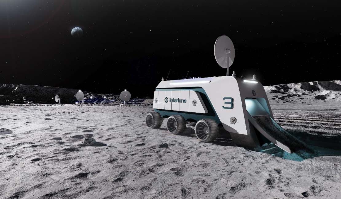 Візуалізація установки Interlune для збирання та перероблення місячного реголіту з метою вилучення гелію-3