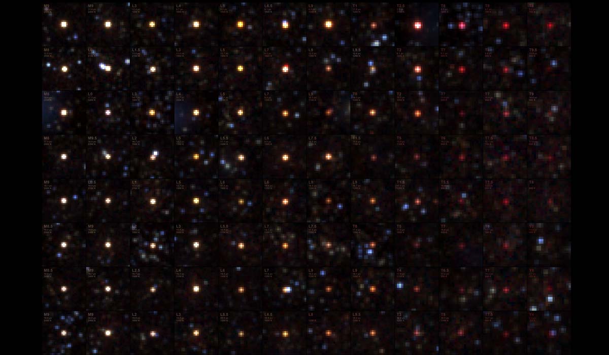 Колаж із знімків коричневих карликів, виявлених телескопом NASA SPHEREx