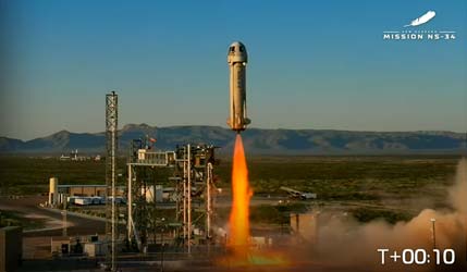взлет ракеты Blue Origin New Shepard NS-34