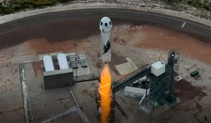 взлет суборбитальной ракеты Blue Origin New Shepard миссии NS-36