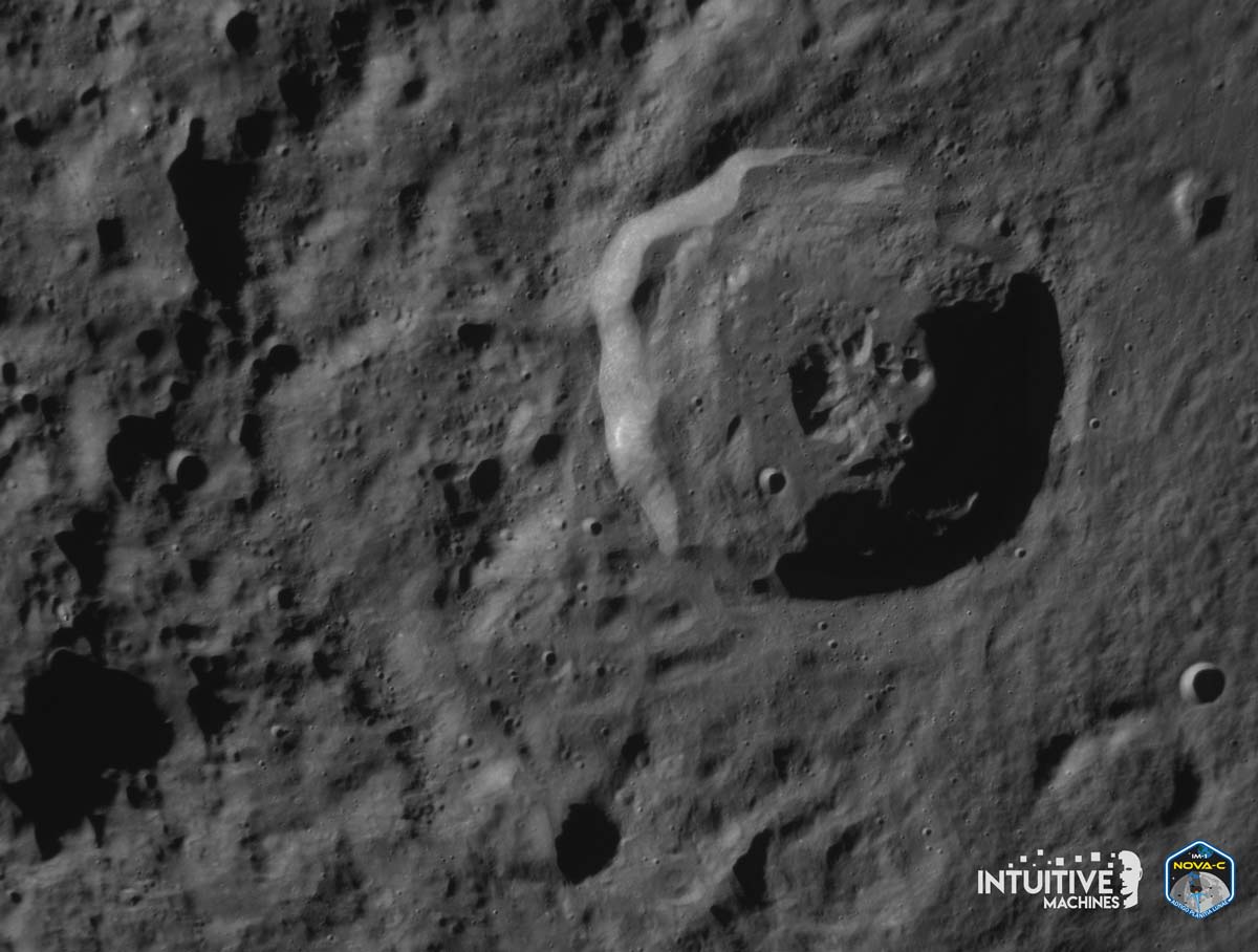 Odysseus camera captured image of the Bel’kovich K crater in the Moon