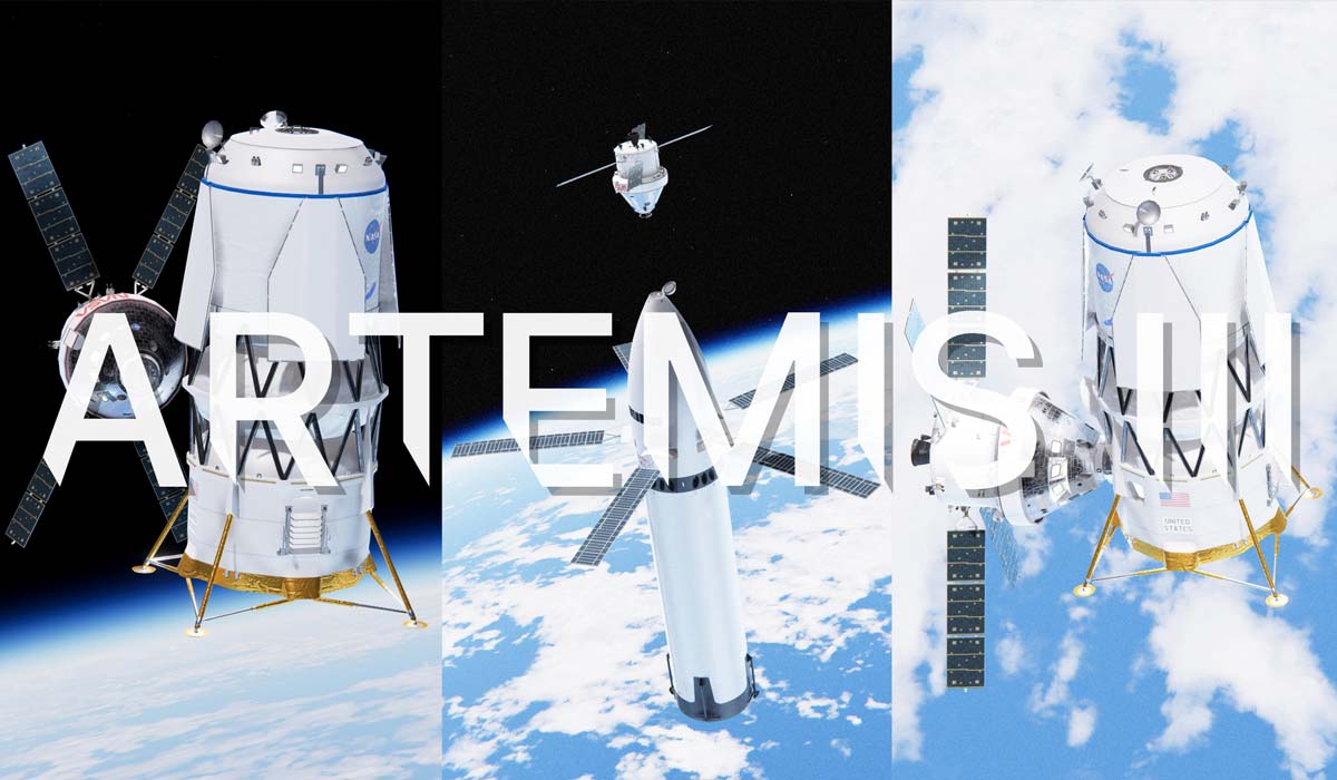Стыковка корабля Orion с лунными модулями Starship HLS и Blue Moon Mark 2